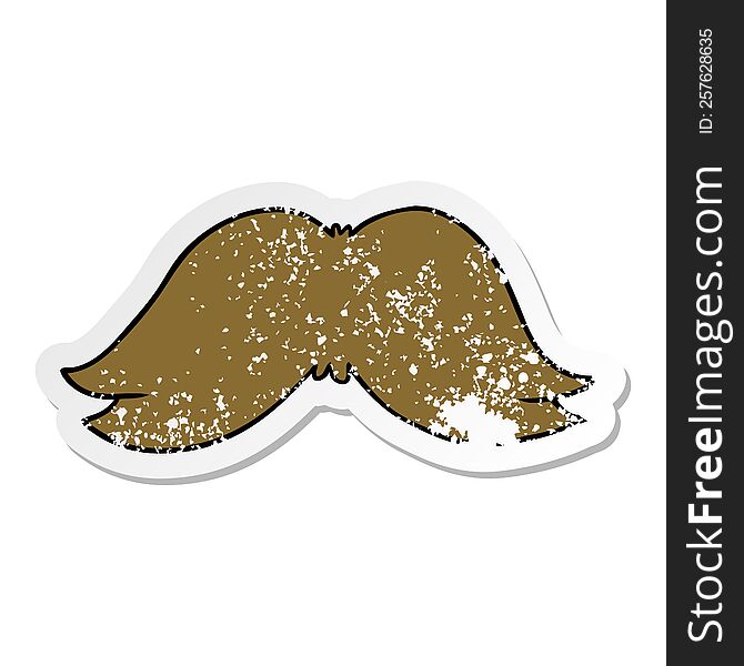 hand drawn distressed sticker cartoon doodle of a mans moustache