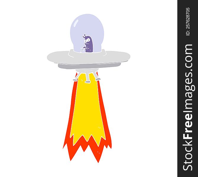 flat color illustration of flying saucer. flat color illustration of flying saucer