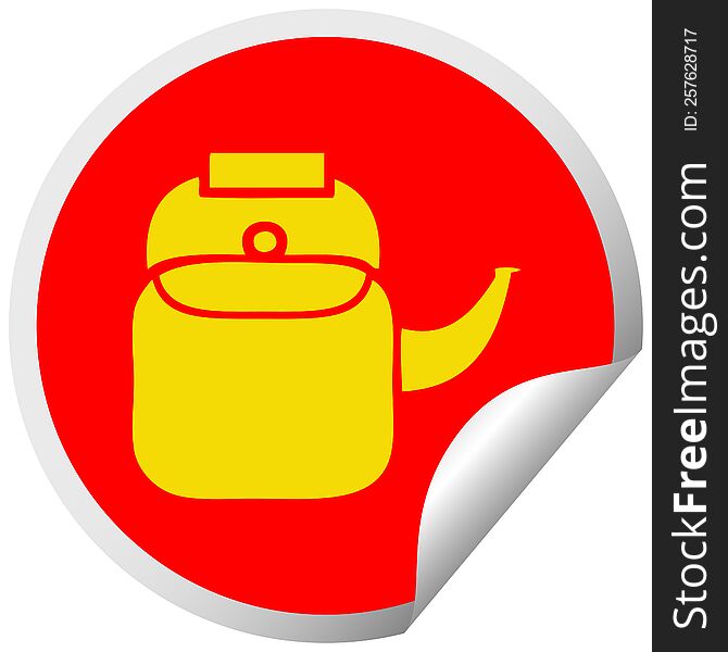 circular peeling sticker cartoon of a kettle pot
