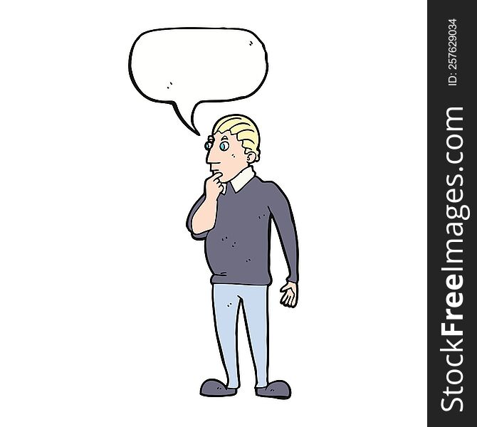 Catoon Curious Man With Speech Bubble