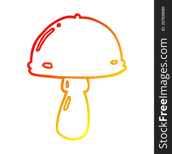 Warm Gradient Line Drawing Cartoon Mushroom