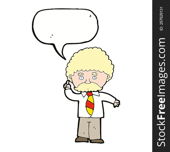 cartoon teacher with speech bubble