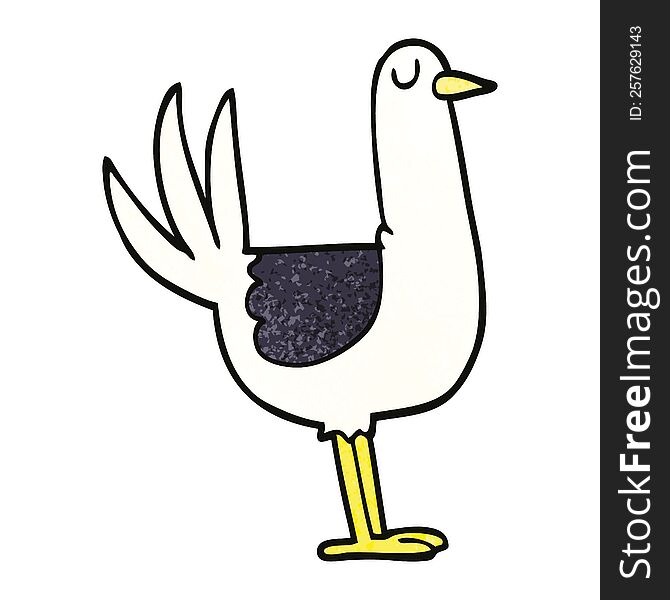cartoon doodle tall bird