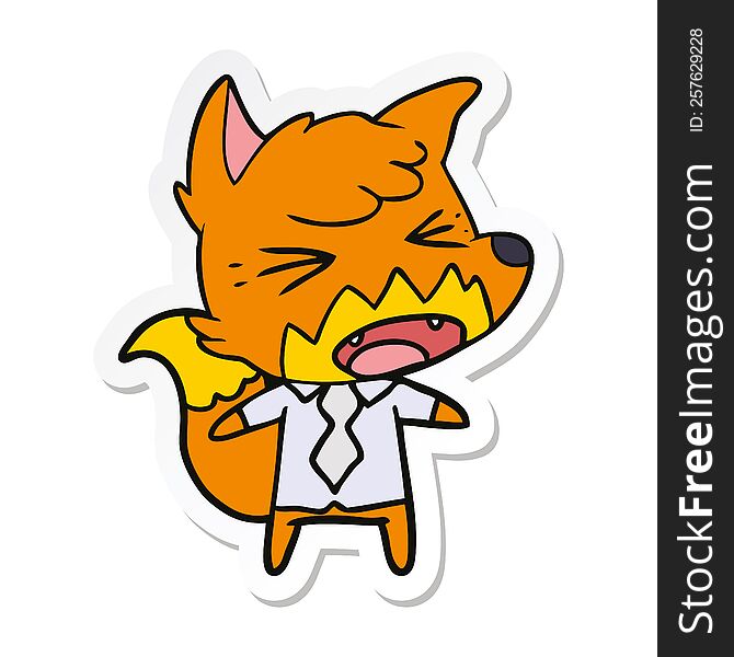 Sticker Of A Angry Cartoon Fox Boss