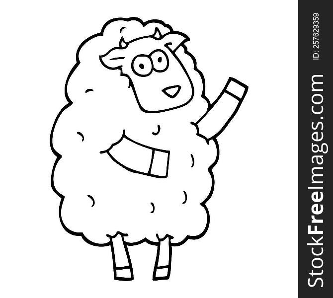 Black And White Cartoon Sheep