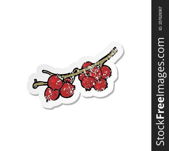 Retro Distressed Sticker Of A Cartoon Berries