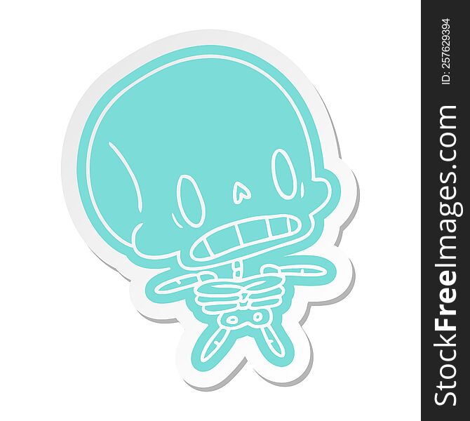 Cartoon Sticker Kawaii Cute Dead Skeleton
