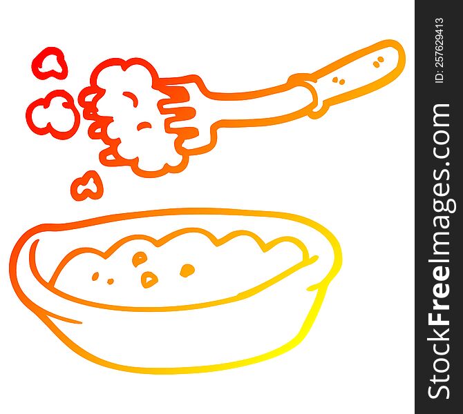 warm gradient line drawing of a cartoon bowl of food