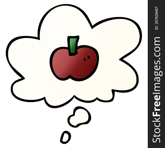 Cartoon Apple Symbol And Thought Bubble In Smooth Gradient Style