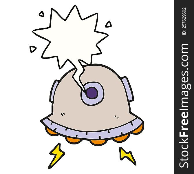 cartoon UFO with speech bubble. cartoon UFO with speech bubble