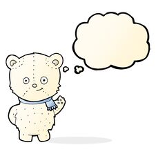 Cute Cartoon Polar Bear With Thought Bubble Stock Photography