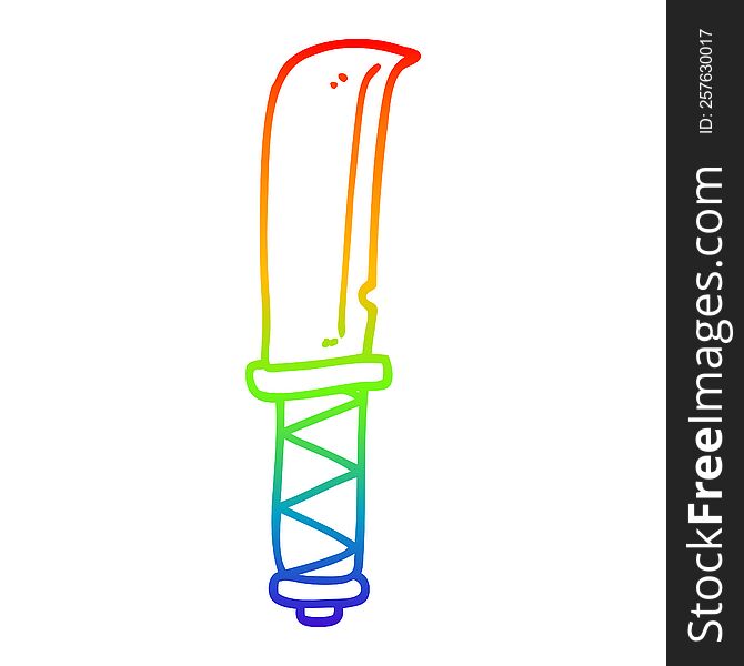 Rainbow Gradient Line Drawing Cartoon Viking Knife