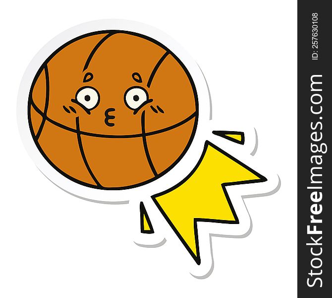 sticker of a cute cartoon basketball