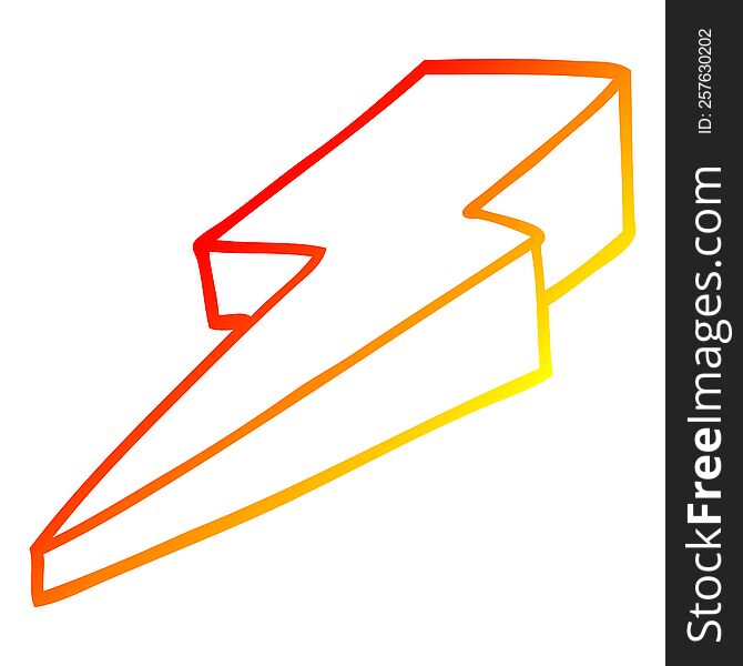 warm gradient line drawing of a cartoon decorative lightning bolt