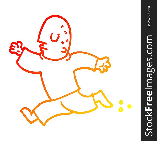 Warm Gradient Line Drawing Cartoon Man Running