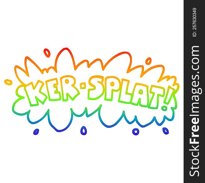 rainbow gradient line drawing of a cartoon words ker splat