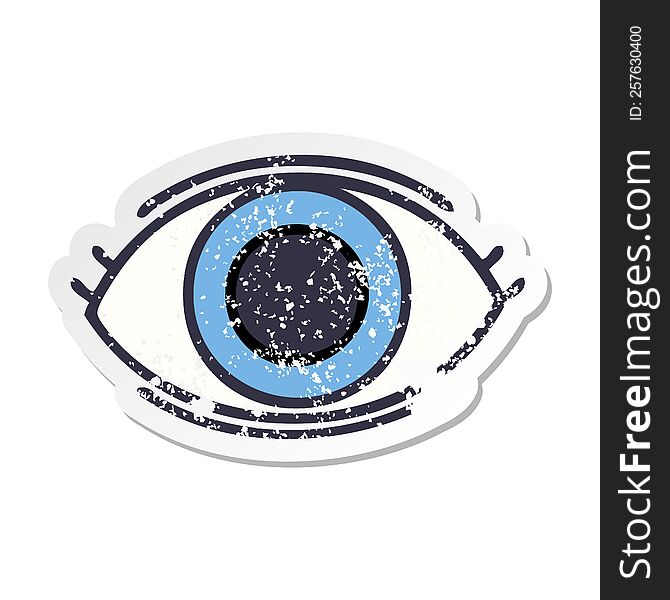 distressed sticker of a cute cartoon eye