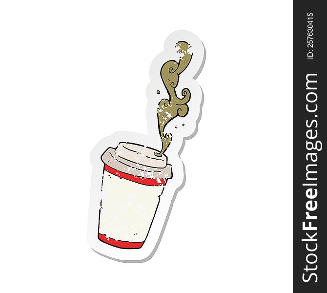 retro distressed sticker of a cartoon take out coffee