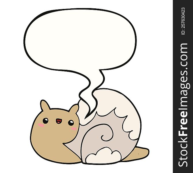 Cute Cartoon Snail And Speech Bubble