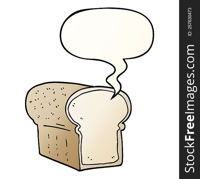 cartoon loaf of bread with speech bubble in smooth gradient style