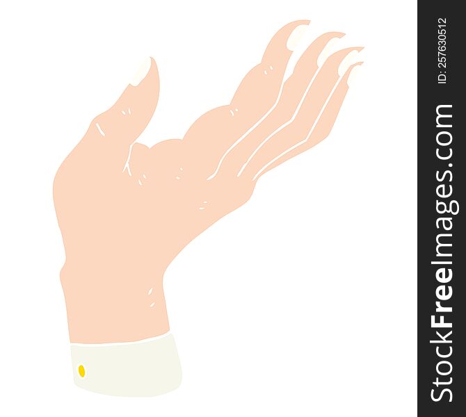 Flat Color Illustration Of A Cartoon Open Hand Raised Palm Up