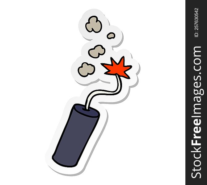 hand drawn sticker cartoon doodle of a lit dynamite stick
