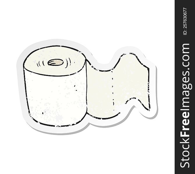 retro distressed sticker of a cartoon toilet roll