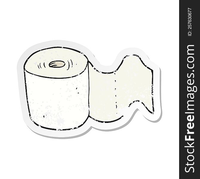 Retro Distressed Sticker Of A Cartoon Toilet Roll