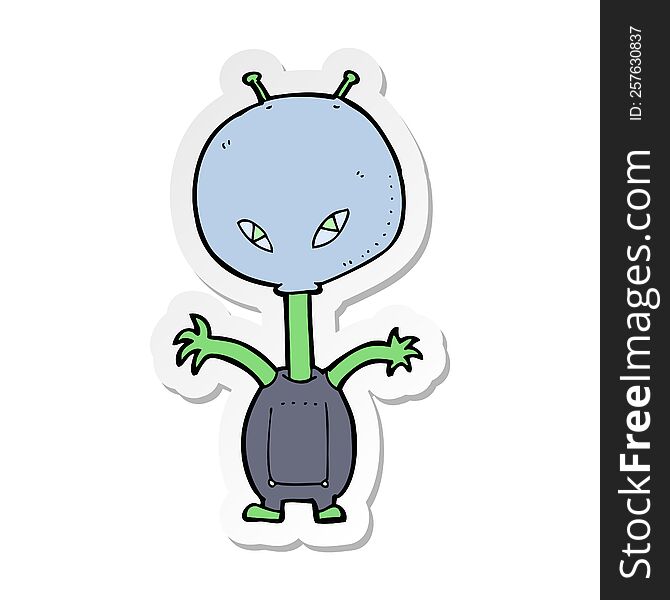 Sticker Of A Cartoon Space Alien
