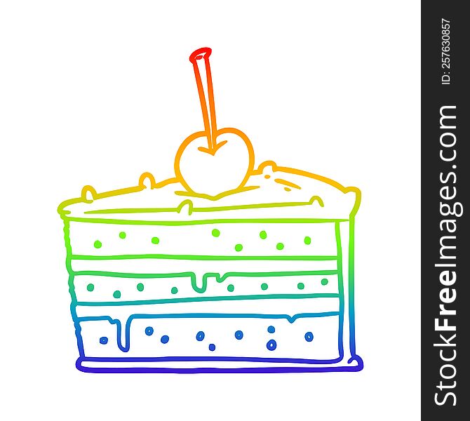 rainbow gradient line drawing of a tasty chocolate cake