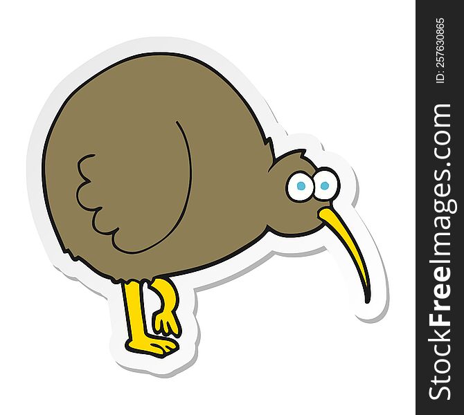 sticker of a cartoon kiwi bird