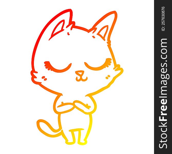 Warm Gradient Line Drawing Calm Cartoon Cat