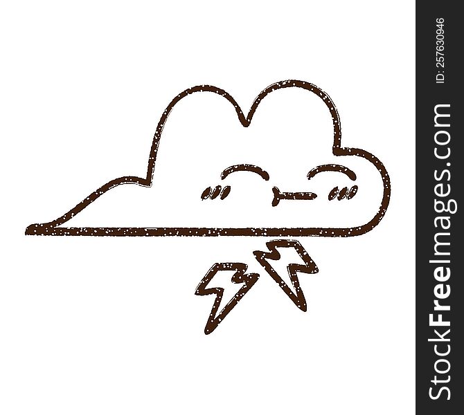 Lightning Cloud Charcoal Drawing
