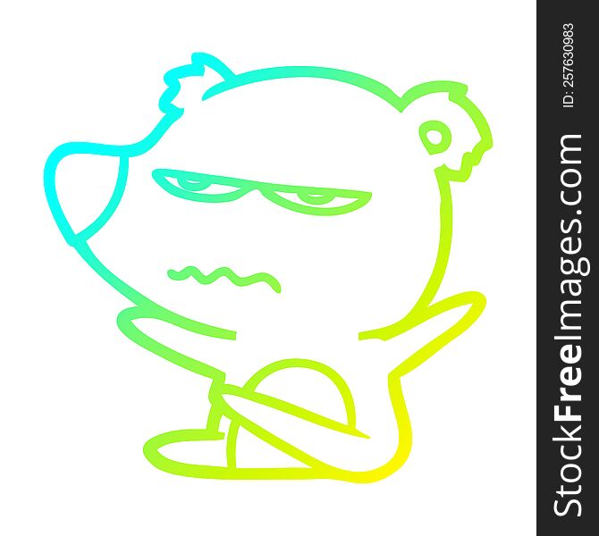 cold gradient line drawing of a angry bear cartoon