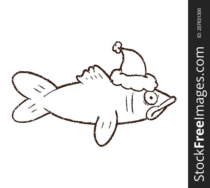 Festive Fish Charcoal Drawing