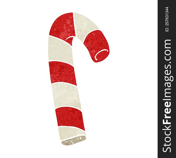 freehand retro cartoon candy cane