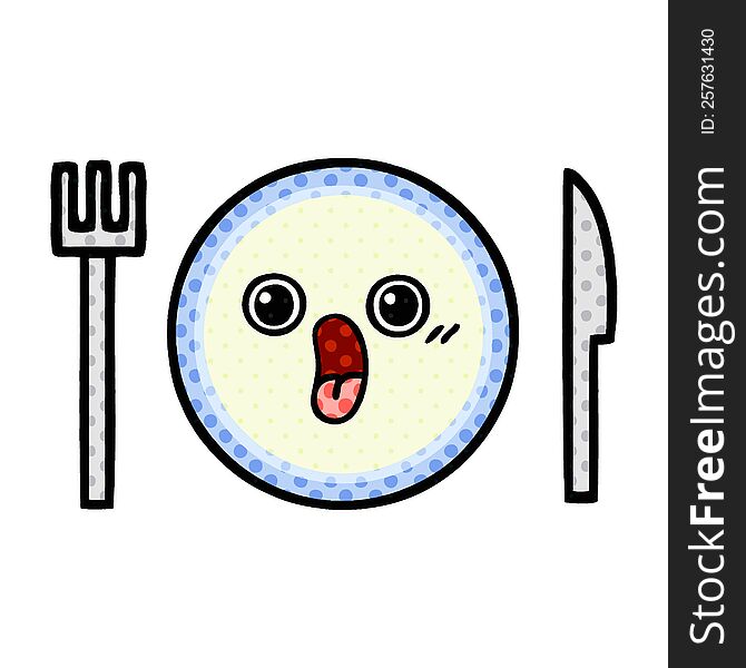 Comic Book Style Cartoon Dinner Plate