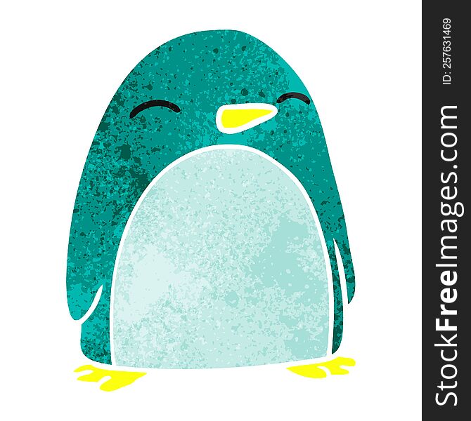 Retro Cartoon Doodle Of A Cute Penguin