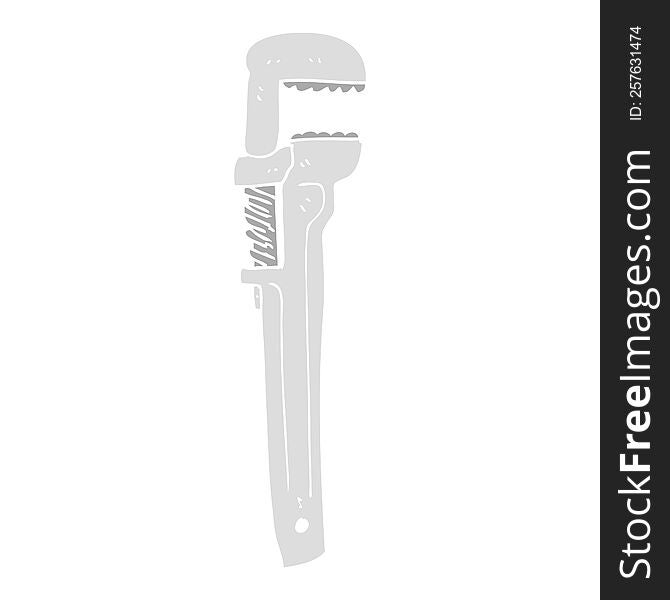 Flat Color Illustration Of A Cartoon Adjustable Wrench