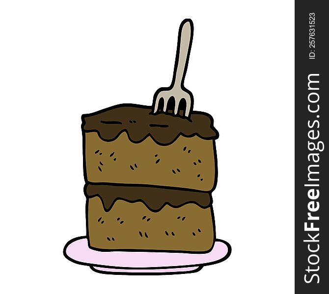 hand drawn doodle style cartoon slice of cake