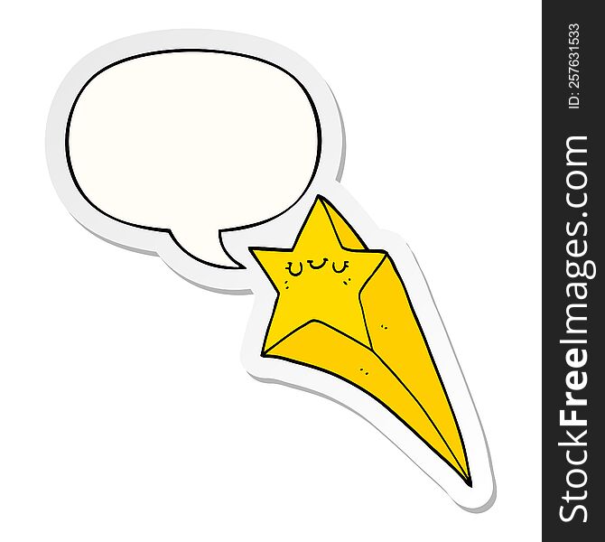 Cartoon Shooting Star And Speech Bubble Sticker