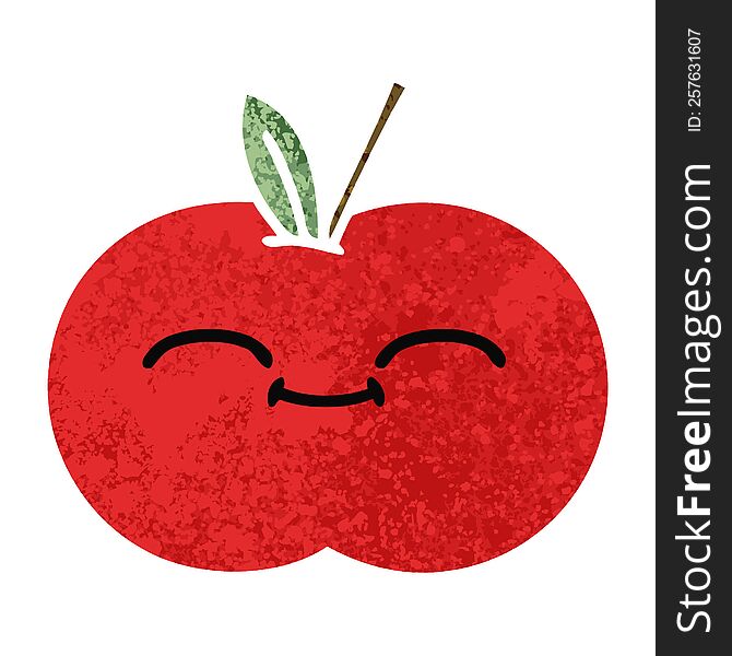 retro illustration style cartoon of a red apple