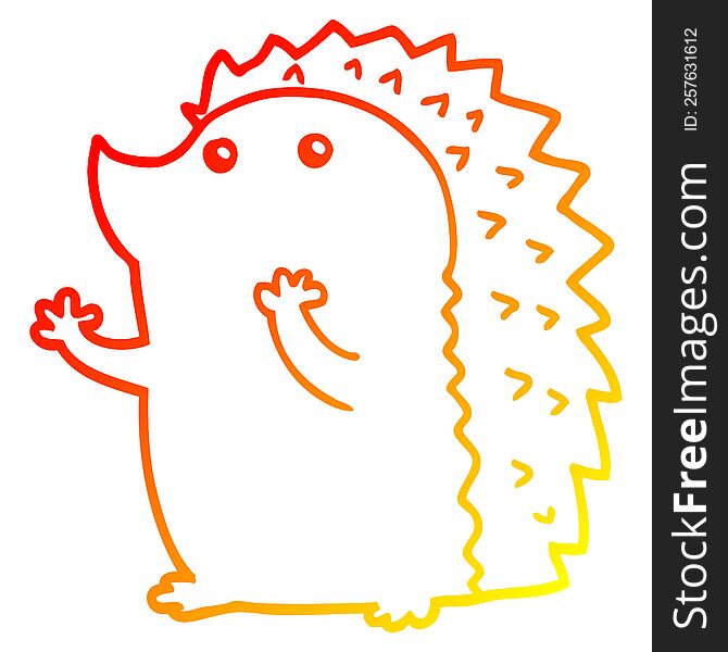 warm gradient line drawing of a cartoon hedgehog