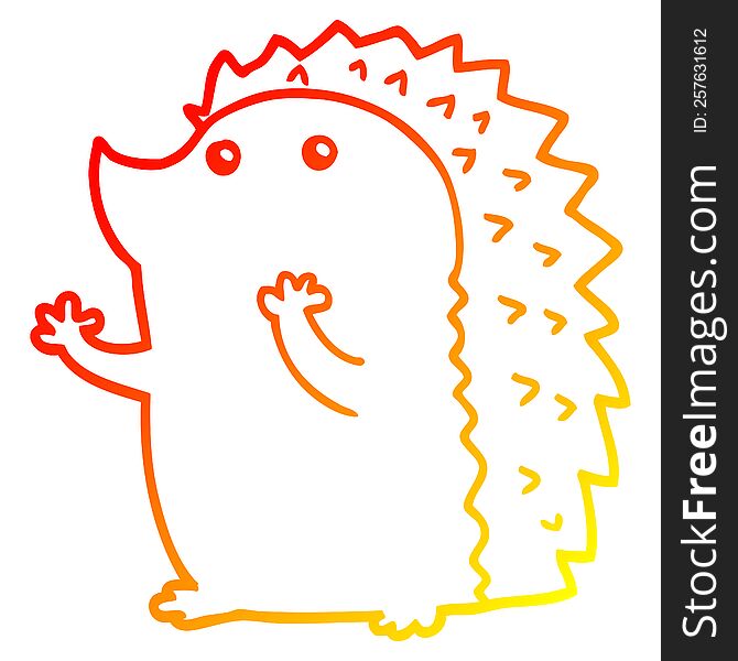 Warm Gradient Line Drawing Cartoon Hedgehog