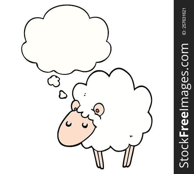 Cartoon Sheep And Thought Bubble