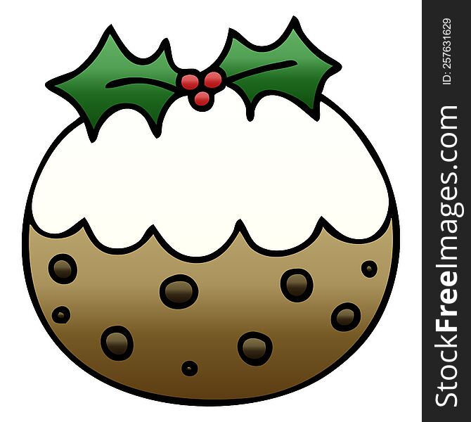 Quirky Gradient Shaded Cartoon Christmas Pudding