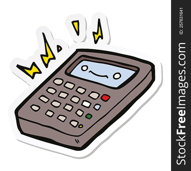 sticker of a cartoon calculator