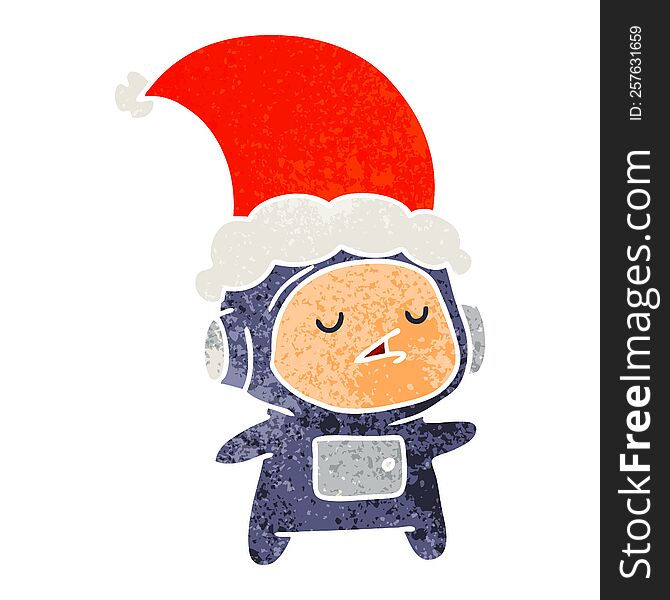 Christmas Retro Cartoon Of Kawaii Astronaut