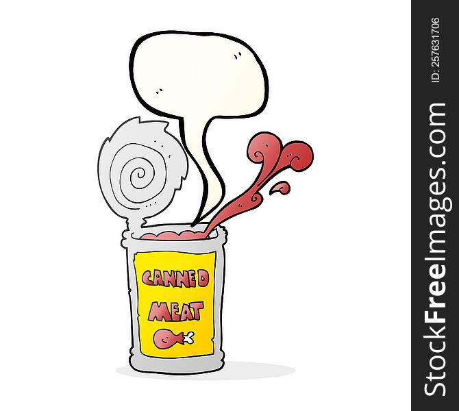 freehand drawn speech bubble cartoon canned meat