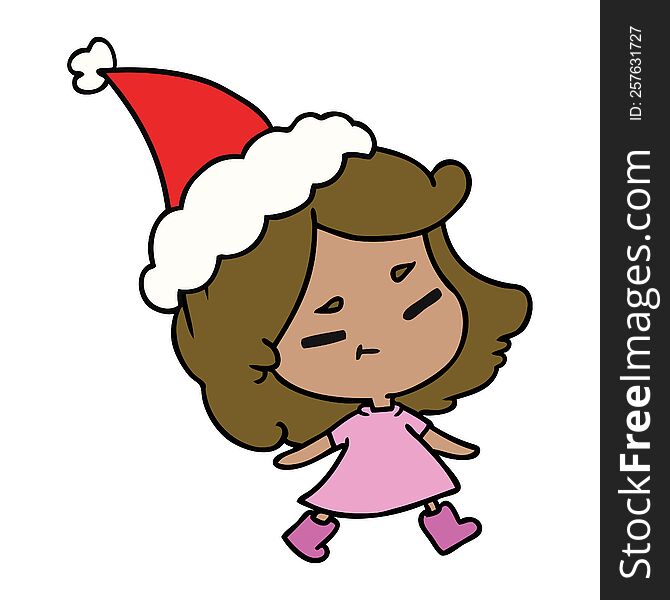 hand drawn christmas cartoon of kawaii girl